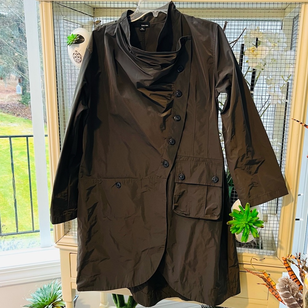 Sun Kim Women's Brown Parachute Trench Jacket UNIQUE L